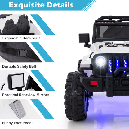 12V Kids Ride-on Jeep Car with 2.4 G Remote Control-White